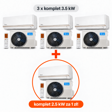 Midea Blanc Warmer 3,5 kW (3xZestaw) + Blanc Warmer 2,6 kW (1xZestaw)